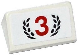 Lego Slope 30 1 x 2 x 2/3 with Red Number 3 in Black Laurels Pattern (Sticker) - Set 75912
