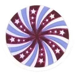 Lego Tile, Round 2 x 2 with Bottom Stud Holder with Magenta and Lavender Swirl and Stars on Iridescent Mirrored Background Pattern (Sticker) - Set 41689