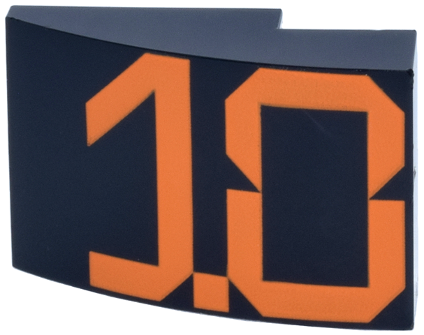 Lego Slope, Curved 3 x 2 with Orange Stylized Number 10 Pattern