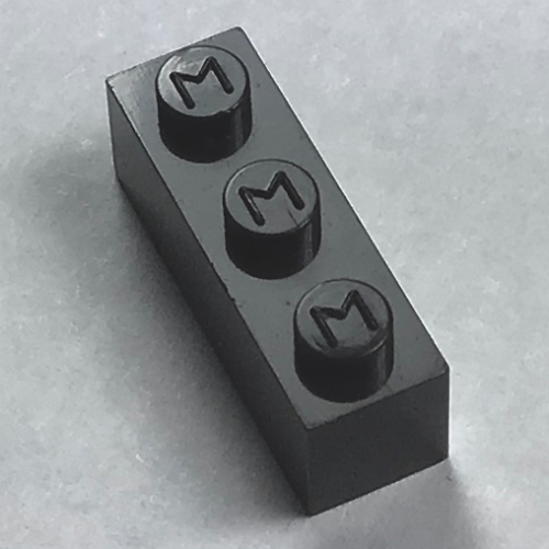 Lego Modulex Brick 1 x 3 with M on Stud / Modulex Terracotta