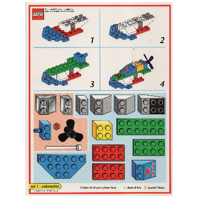 Lego Creator Board Game Model Card (Red): Submarine / [No Color/Any Color]