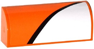 Lego Slope, Curved 1 x 4 x 1 1/3 with Black Stripe and White Half Pattern Model Left Side (Sticker) - Set 75912 / Orange