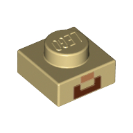 Lego Plate 1 x 1 with Minecraft Steve Nose and Mouth Print / Tan