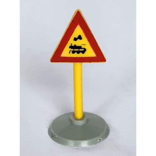 Lego Road Sign Old Triangle with Train Engine Print & Type 1 Base