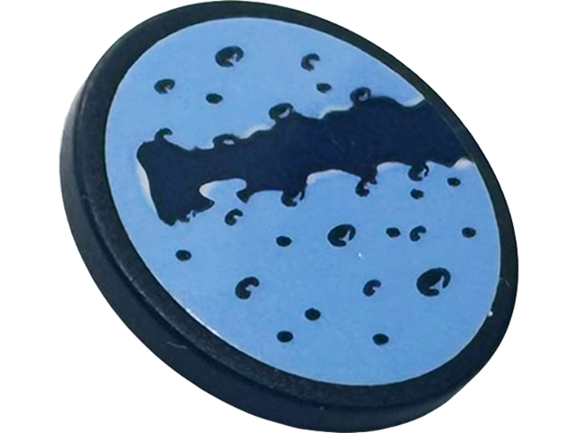 Lego Road Sign 2 x 2 Round with Clip with Bright Light Blue Planet Pattern (Sticker) - Set 41713