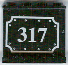 Lego Panel 1 x 4 x 3 - Hollow Studs with Silver '317', Border, and Rivets Pattern (Sticker) - My Own Train Sets / Black