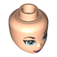 Lego Minidoll Head, Bright Light Blue Eyes and Pink Lips, Open Smile Print (Supergirl) / Light Nougat