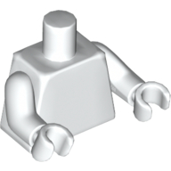 Lego Torso with Red and Yellow LEGO Masters Logo, Red 'LEGO MASTERS' print, White Arms and Hands / White