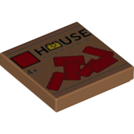 Lego Tile 2 x 2 with The Lego House Logo and Red Bricks Print