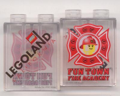 Lego Duplo, Brick 1 x 2 x 2 with Fun Town Fire Academy Pattern