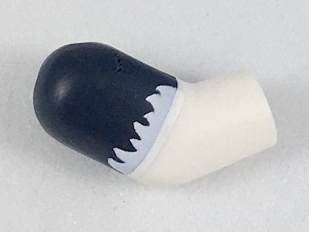 Lego Arm, Right with Black Short Sleeve with White Fur Fringe Pattern / White