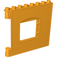 Lego Duplo Building Wall 1 x 8 x 6 with Window Opening, Hinge on Left / Bright Light Orange