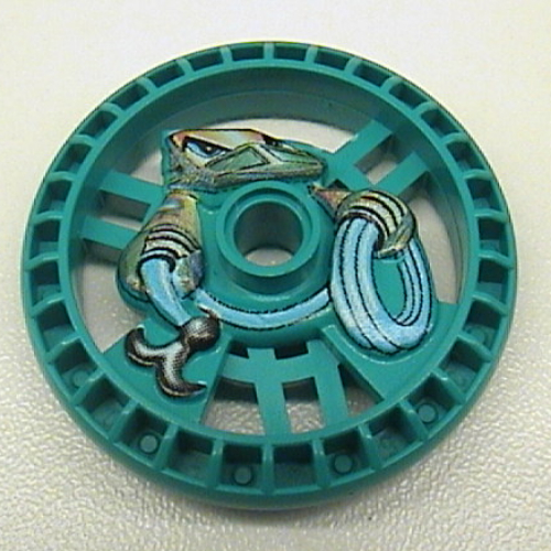 Lego Technic Disc 5 x 5 Notched, Rope Print / Dark Turquoise