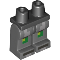 Lego Hips and Dark Bluish Gray Legs with Green/Lime Knee Pads / Black