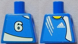 Lego Torso Soccer Adidas Logo Blue No. 6 Pattern (Stickers) / Blue