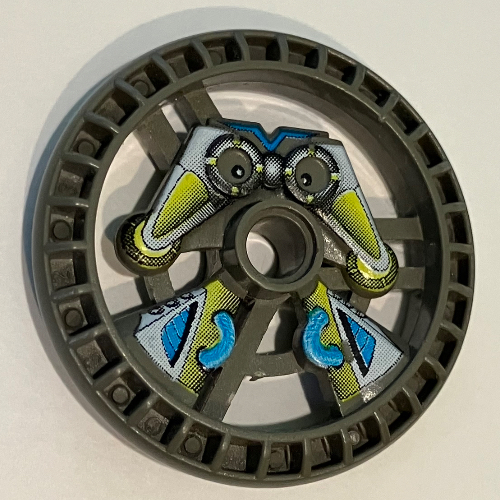 Lego Technic Disc 5 x 5 Notched, Scout Print / Dark Gray