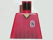 Lego Torso Soccer Black Fading Stripes and Number 8 Front and Back Pattern / Red
