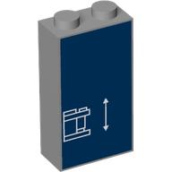 Lego Brick 1 x 2 x 3 with White BluePrint Lines on Dark Blue Background Print