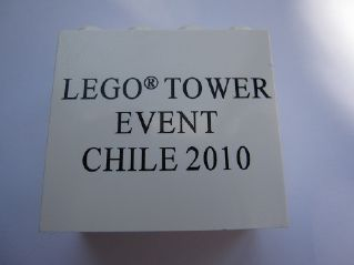 Lego Brick 2 x 4 x 3 with LEGO Tower Event Chile 2010 Pattern