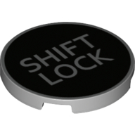Lego Tile Round 3 x 3 with 'SHIFT LOCK' on Black Background Print