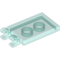 Lego Tile Special 2 x 3 with 2 Clips without Tab between Clips / Trans-Light Blue