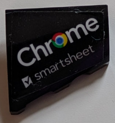 Lego Wedge 2 x 2 x 2/3 Left with White 'Chrome' Logo and 'smartsheet' Pattern (Sticker) - Set 76919
