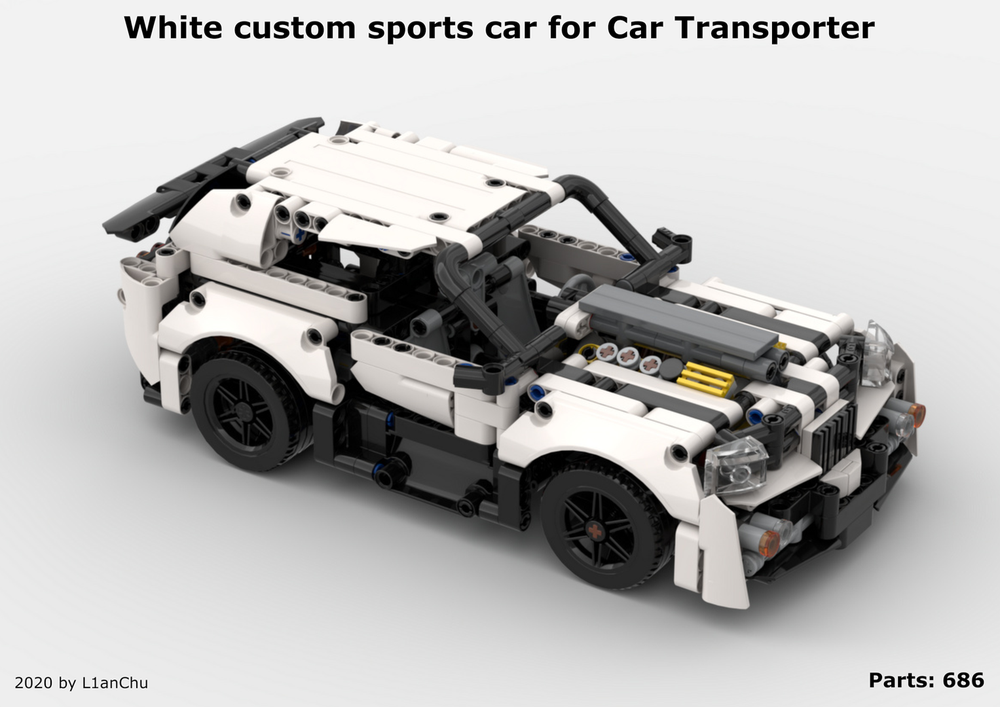 Lego White custom sports car for Car Transporter