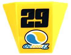 Lego Wedge 4 x 3 Triple Curved No Studs with Black Number 29, Octan Logo and 'Octan E' Pattern (Sticker) - Set 60256