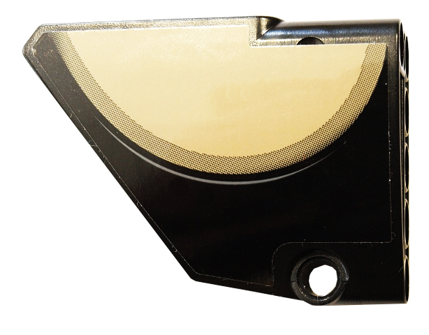 Lego Technic, Panel Fairing #13 Large Short Smooth, Side A with Dark Tan Semicircle Pattern (Sticker) - Set 42083 / Black