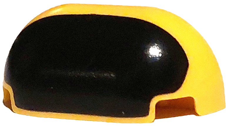 Lego Brick, Round Corner 1 x 3 Double without Studs with Black Panel Pattern (Pokémon Ball) / Yellow
