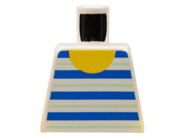 Lego Torso Horizontal Blue and Light Green Stripes Pattern / White