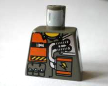 Lego Torso Rock Raiders Orange Patch, 2 Hoses Pattern (Chief)