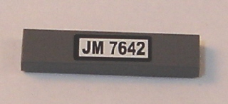 Lego Tile 1 x 4 with 'JM 7642' Pattern (Sticker) - Set 7642
