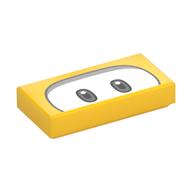 Lego Tile 1 x 2 with White Eyes Print / Yellow