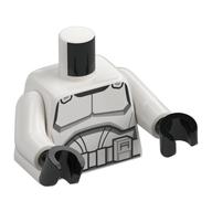 Lego Torso, Clone Trooper Armour, Wide Stomach Area Print, White Arms, Black Hands / White