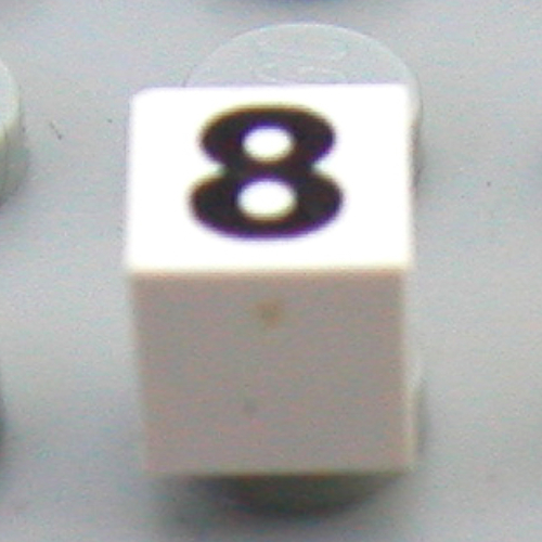 Lego Modulex Tile 1 x 1 with Black '8' Print with No Lining / Modulex White