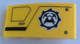 Lego Slope, Curved 4 x 2 with Mining Logo and Black Lines Pattern Model Left Side (Sticker) - Set 60188