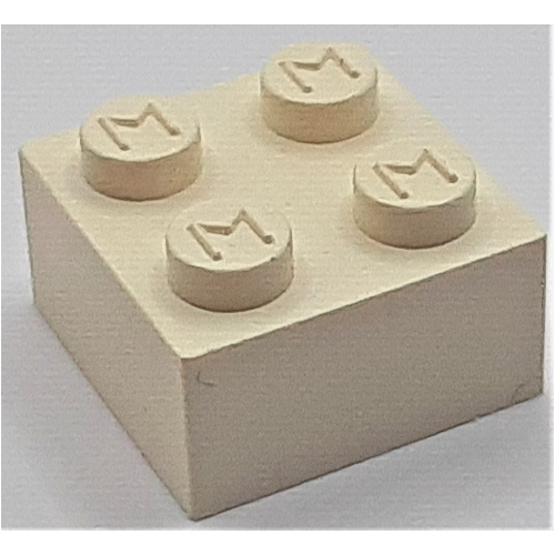 Lego Modulex Brick 2 x 2 with M on Studs / Modulex White