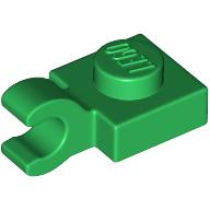 Lego Plate Special 1 x 1 with Clip Horizontal [Thick Open O Clip] / Green