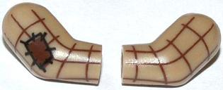 Lego Arm, (Matching Left and Right) Pair with Patch and Brown Plaid Shirt Pattern / Dark Tan