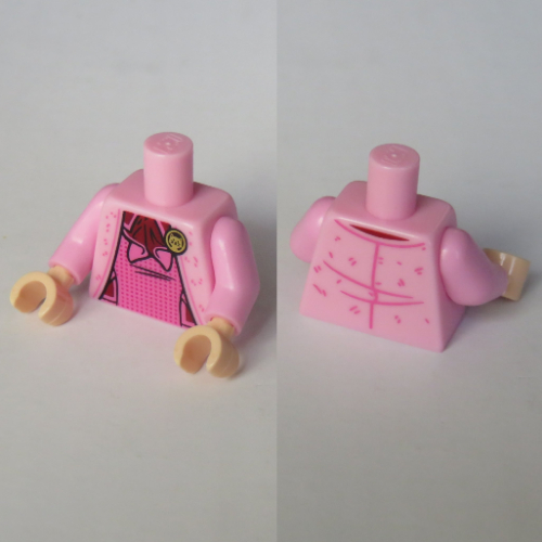Lego Torso Jacket with Dark Pink Dress Print (Dolores Umbridge), Bright Pink Arms, Light Nougat Hands / Bright Pink
