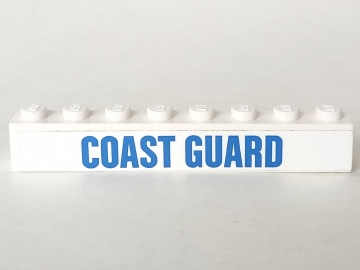 Lego Brick 1 x 8 with Blue 'COAST GUARD' Pattern (Sticker) - Set 60166