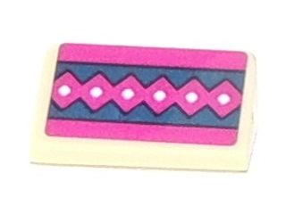 Lego Slope 30 1 x 2 x 2/3 with Magenta Diamond Stripe Pattern (Sticker) - Set 41066 / Tan