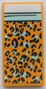 Lego Tile 2 x 4 with Blanket with Black and Light Aqua Rosettes, White Bedsheet Pattern (Sticker) - Set 41395 / Bright Light Orange