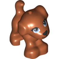 Lego Animal, Dog, Small Standing with Blue Eyes, Black Nose / Dark Orange