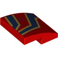 Lego Brick Curved 2 x 2 x 2/3 with Gold/Dark Blue Stripes Print