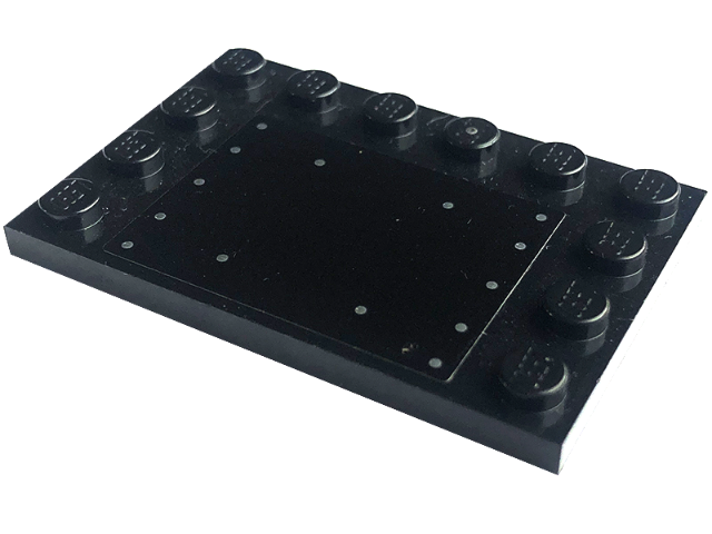 Lego Tile, Modified 4 x 6 with Studs on Edges with Silver Dots Pattern (Sticker) - Set 76181 / Black