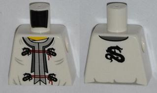 Lego Torso Ninjago Dragon Clasps and Red Ties Front and Dragon Back Pattern / White