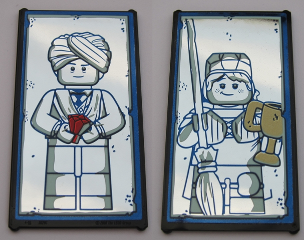 Lego Glass for Window 1 x 4 x 6 with Mirrored Quirinus Quirrell / Ron Weasley Pattern (Stickers) - Set 75954
