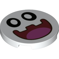 Lego Tile Round 3 x 3 with Peepa Face Print / White
